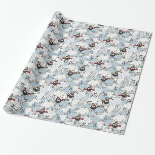 Papier Cadeau Motif de hibou et de neige