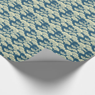 Papier Cadeau Motif de Japonais de bleu et de feuille d'or