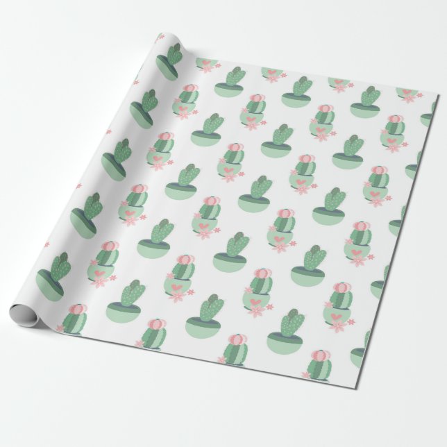 Papier Cadeau Motif de jardin Cactus (Déroulé)