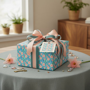 Papier Cadeau Motif de jonquilles aquarelles orange