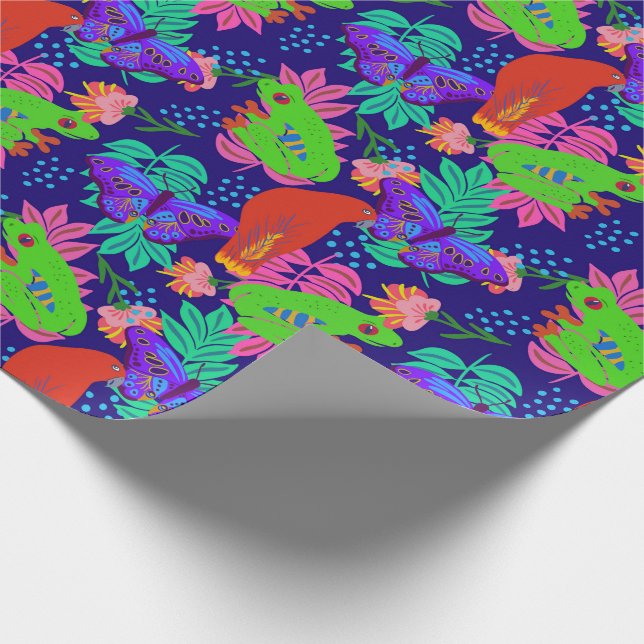 Papier Cadeau Motif de jungle vibre (Coin)