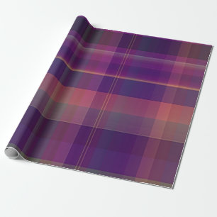 Papier Cadeau Motif de la bande de plaid de Madras pourpre foncé