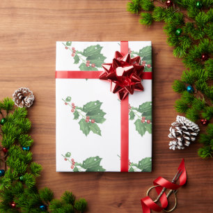 Papier Cadeau Motif de la couronne de Noël Holly