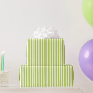 Papier Cadeau Motif de la fête à rayures blanches vertes