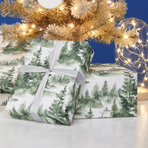 Papier Cadeau Motif de la forêt d'hiver aquarelle