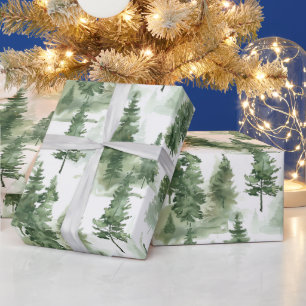 Papier Cadeau Motif de la forêt d'hiver aquarelle