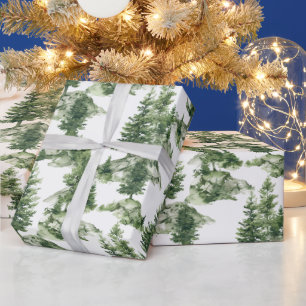 Papier Cadeau Motif de la forêt d'hiver aquarelle