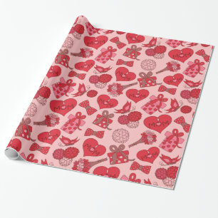 Papier Cadeau Motif de la Journée des mères rouges et roses
