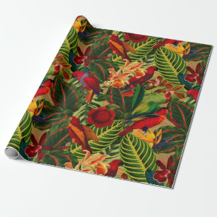 Papier Cadeau Motif de la jungle des perroquets tropicaux