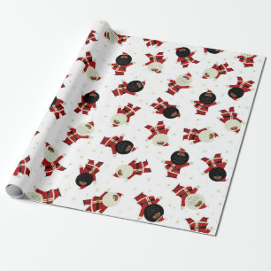 Papier Cadeau Motif de la partie de Père Noël noir mignon sur