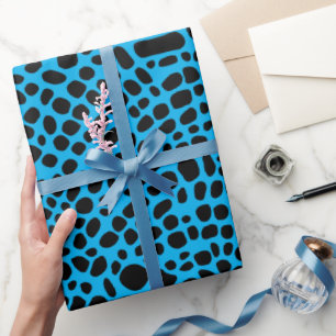 Papier Cadeau Motif de la peau orangée psychédélique bleue et no