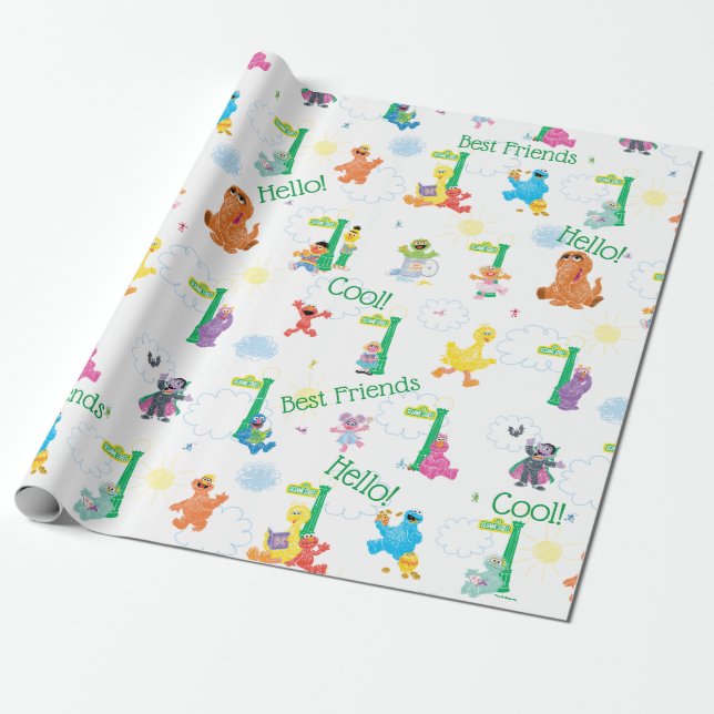 Papier Cadeau Motif de la rue Sésame du dimanche (Déroulé)