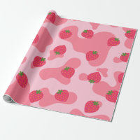 motif de la vache à fraise kawaii