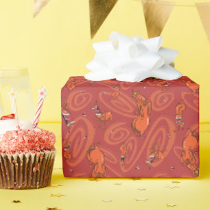 Papier Cadeau Motif de la vache et du poulet rouge