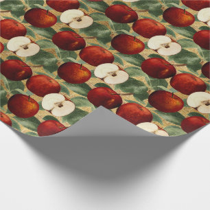 Papier Cadeau Motif de l'alphabet d'or des pommes rouges