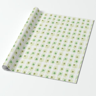 Papier Cadeau Motif de l'aquarelle Shamrock