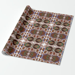 Papier Cadeau Motif de l'art populaire rustique estonien avec fl