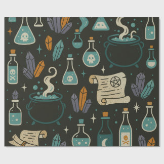 Papier Cadeau Motif de l'Halloween de sorcière