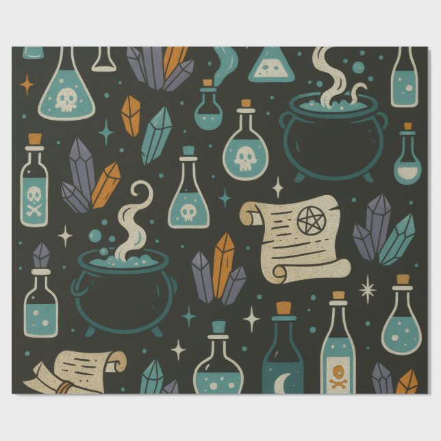 Papier Cadeau Motif de l'Halloween de sorcière (Plat)