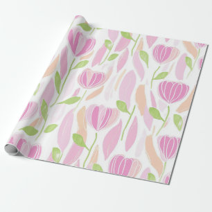 Papier Cadeau Motif de ligne florale abstrait moderne (1)