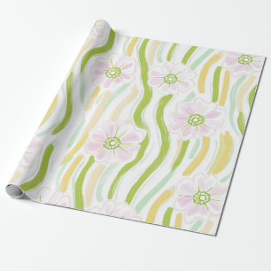 Papier Cadeau Motif de ligne florale abstrait moderne (4)
