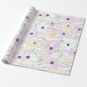 Papier Cadeau Motif de ligne florale abstrait moderne (6)