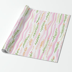 Papier Cadeau Motif de ligne florale abstrait moderne (7)