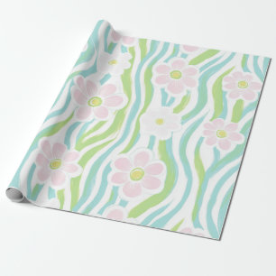 Papier Cadeau Motif de ligne florale abstrait moderne (8)