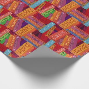 Papier Cadeau Motif de livres d'école