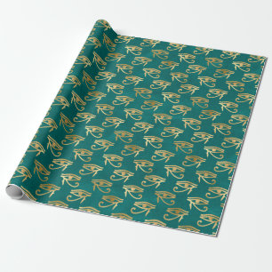 Papier Cadeau Motif de l'oeil d'or égyptien de Horus