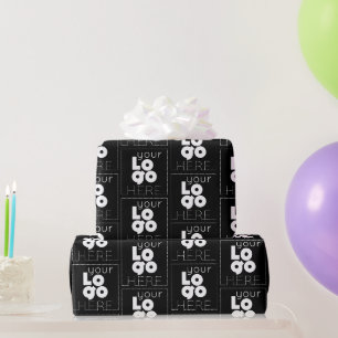 Papier Cadeau Motif de logo blanc de la société personnalisée su