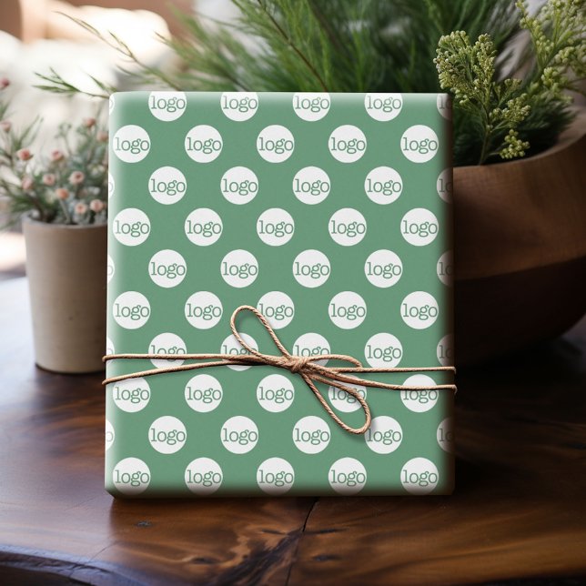 Papier Cadeau Motif de logo d'entreprise de bureau simple - Vert (Custom Wrapping Paper with Your Logo - Add Your Logo for a fun personalized gift paper!)