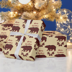 Papier Cadeau Motif de l'ours de Buffalo Plaid Noël