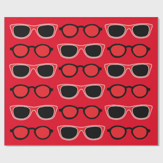 Papier Cadeau Motif de lunettes de soleil noir rouge