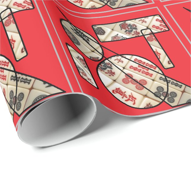 Papier Cadeau Motif de Mahjong (Coin rond)