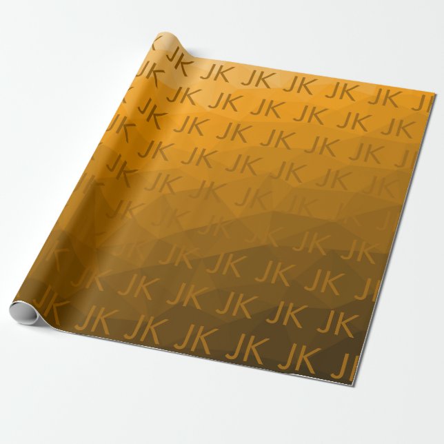 Papier Cadeau Motif de maillage géométrique dégradé orange (Déroulé)