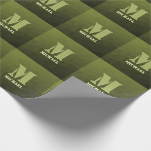 Papier Cadeau Motif de maillage géométrique d'olive verte de l'a