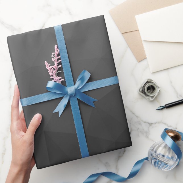 Papier Cadeau Motif de maillage géométrique gris foncé (Cadeaux)