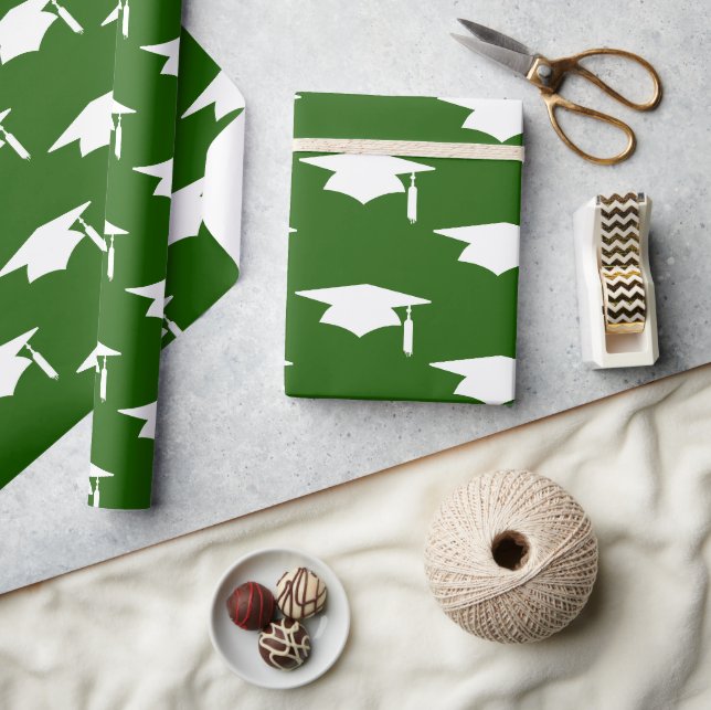 Papier Cadeau Motif de maquettes vertes - Graduation (Artisanat)