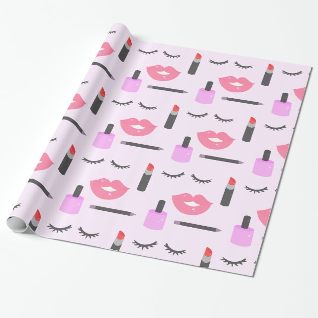 Papier Cadeau Motif de maquillage (Déroulé)