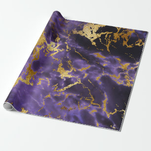 Papier Cadeau Motif de marbre noir pourpre de parties