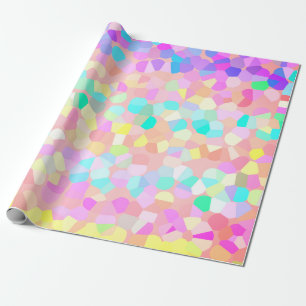 Papier Cadeau Motif de mosaïque bleu rose jaune vif