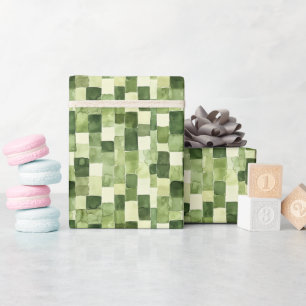 Papier Cadeau Motif de Mosaïque verte aquarelle Style Cadeau