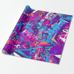 Papier Cadeau Motif de mots de graffiti sans couture abstrait. R