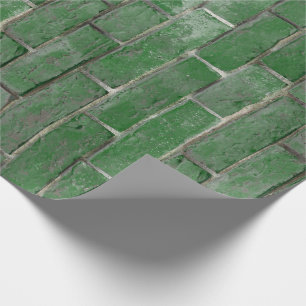 Papier Cadeau Motif de mur de briques vertes