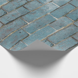Papier Cadeau Motif de mur en briques bleues douces