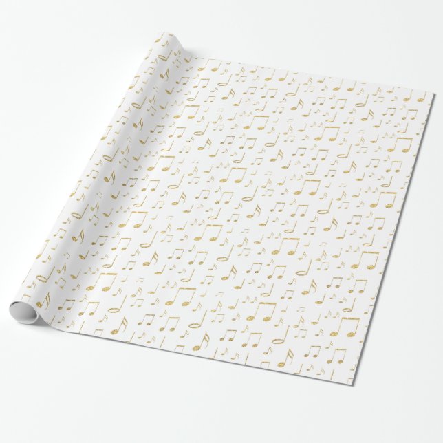 Papier Cadeau motif de musique dorée (Déroulé)