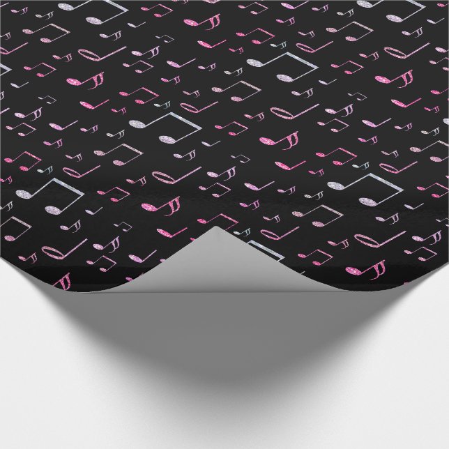 Papier Cadeau motif de musique en noir (Coin)