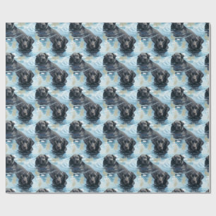 Papier Cadeau Motif de natation du Labrador noir