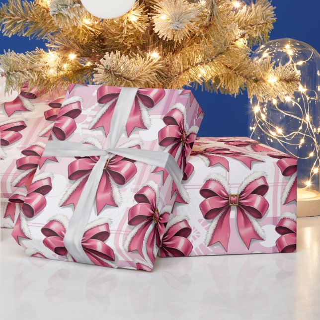 Papier Cadeau Motif de neige rose de Noël Plaid (Vacances)
